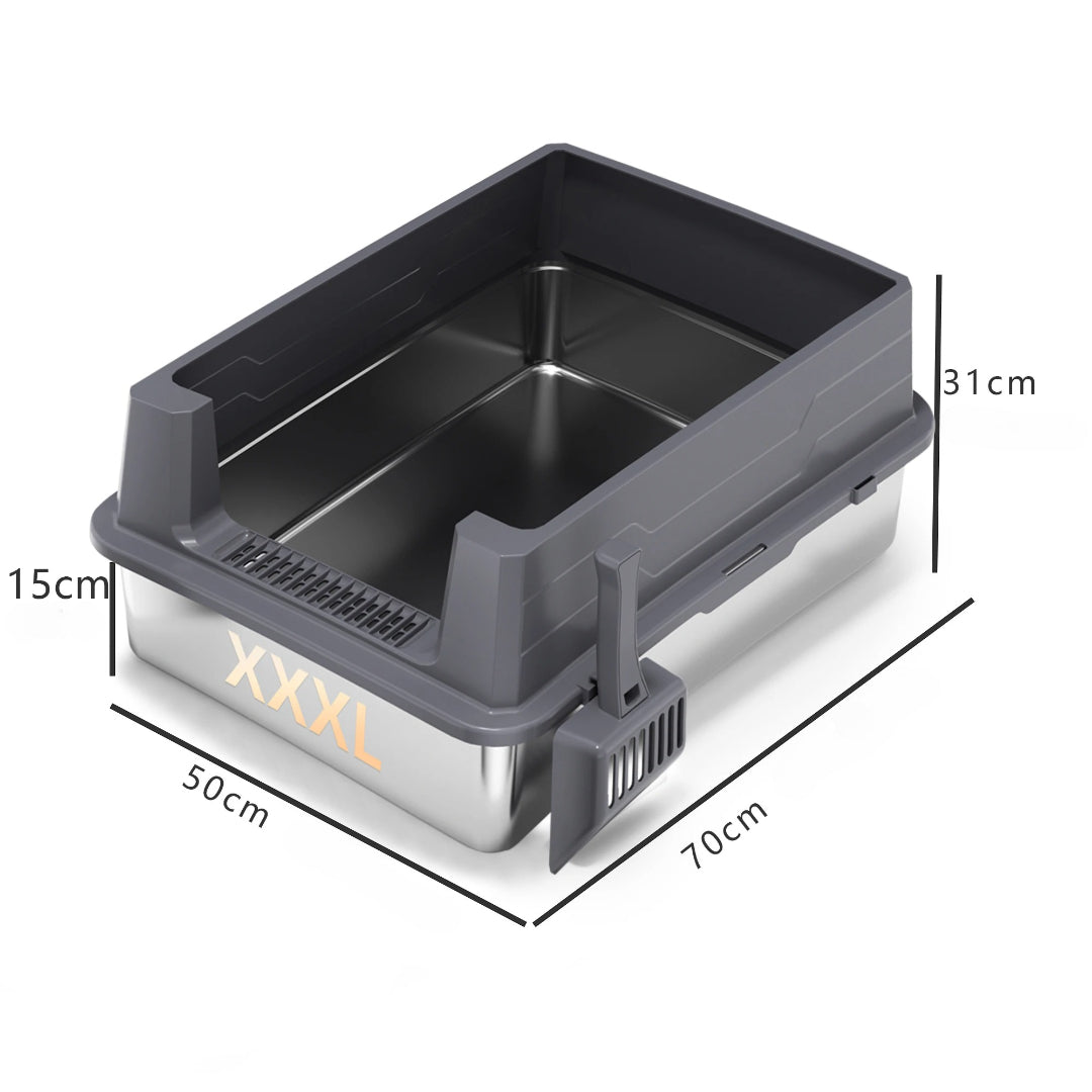 Bac litiere chat - Extra Large En Acier Inoxydable