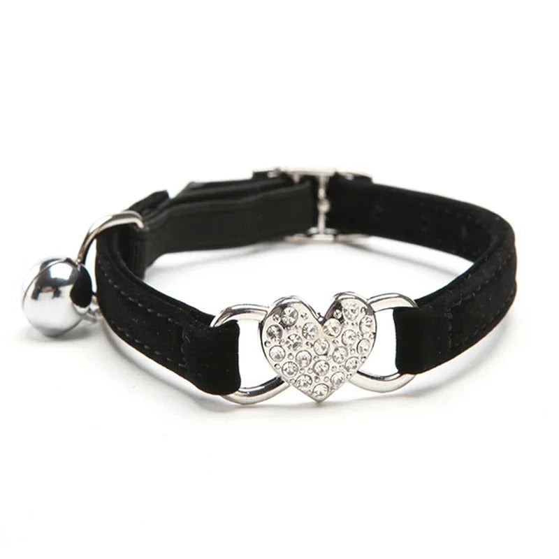 Collier chat - Avec coeur en strass