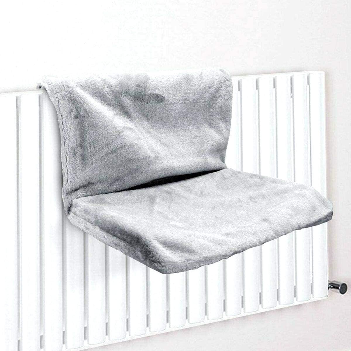 Hamac chat radiateur gris vide, couchage suspendu avec housse douce et armatures métalliques réglables