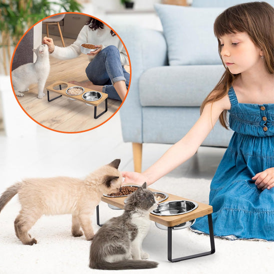 Gamelle chat surélevée | Bols triples