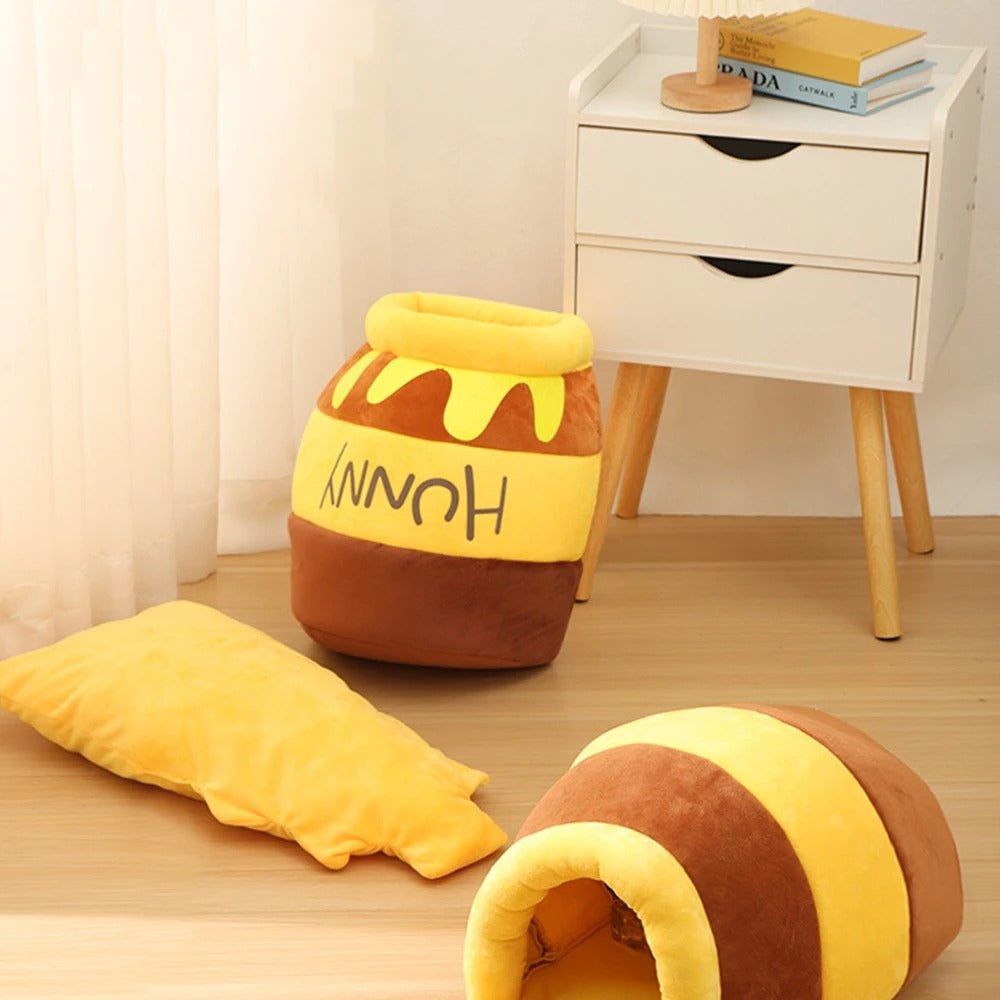Panier-pour-chat-pot-de-miel-confortable
