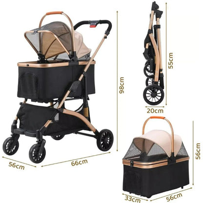 Poussette pour chat 2 en 1 - Panier détachable