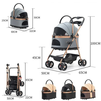 Poussette pour chat 2 en 1 - Support détachable