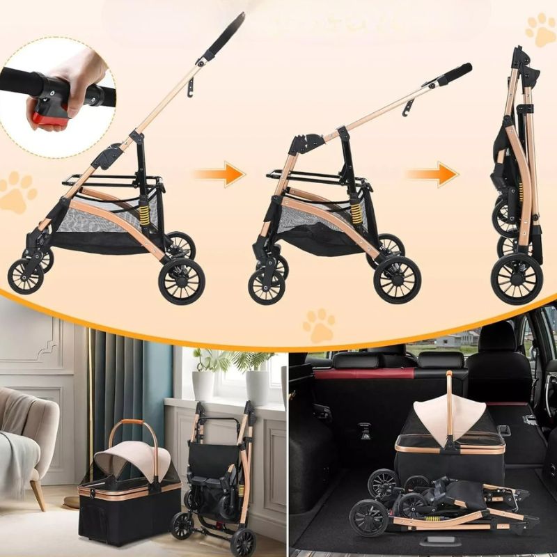 Poussette pour chat 2 en 1 - Panier détachable