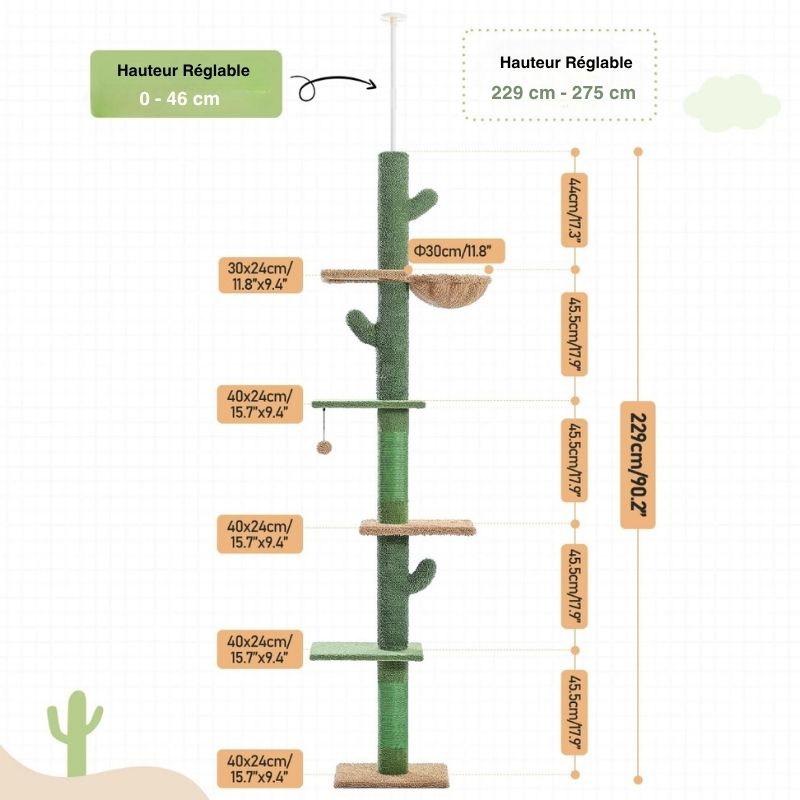 Arbre à chat - Tour cactus 230 cm