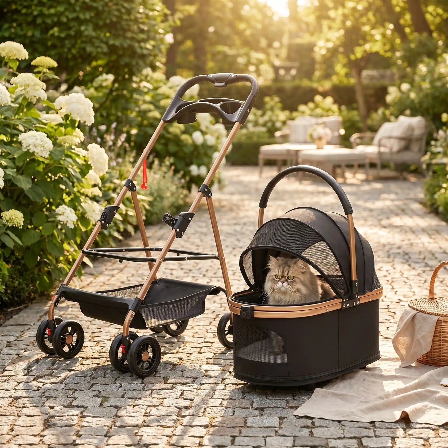 Poussette pour chat 2 en 1 - Support détachable