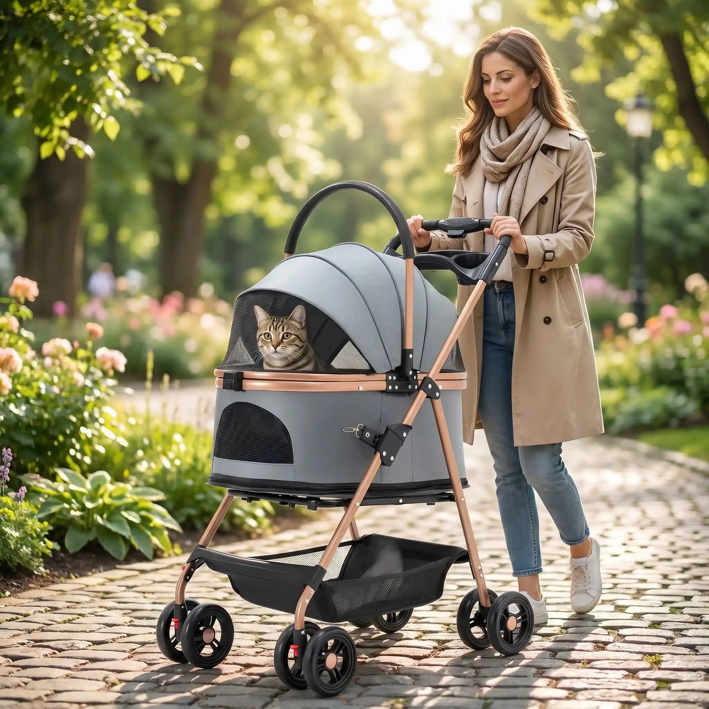 Poussette pour chat 2 en 1 - Support détachable
