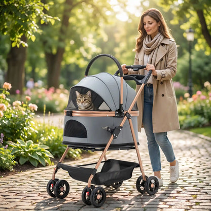 Poussette pour chat 2 en 1 - Support détachable