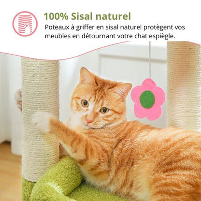Arbre à chat avec P<poteaux à griffer en sisal naturel protègent vos meubles.