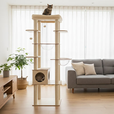 Arbre à chat bois - Multi-niveaux 180 cm