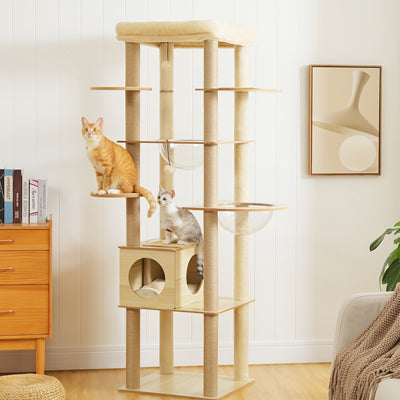 Arbre à chat bois - Multi-niveaux 180 cm