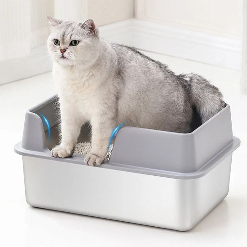 Bac à litière chat - En Acier Inoxydable Anti-odeurs