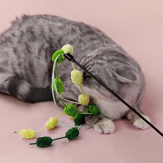 Canne à pêche pompom pour chat