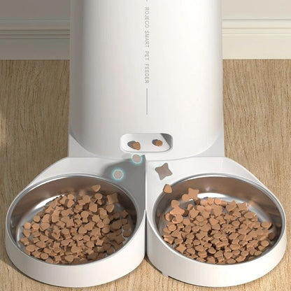 Double gamelle du distributeur automatique de croquettes pour 2 chats avec portions égales