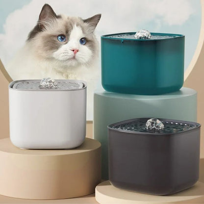 Fontaine à eau chat silencieuse en plusieurs coloris, parfaite pour un chat bien hydraté.