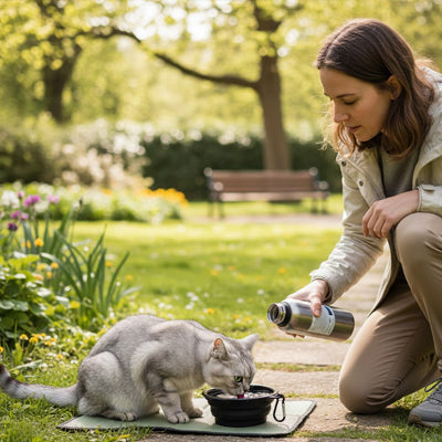 Gamelle chat - Portable pour sorties et voyages