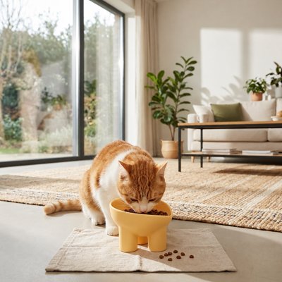 Gamelle Chat surélevée en céramique