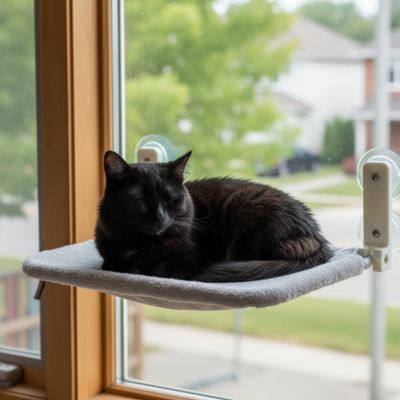hamac pour chat fenêtre apaisant, toile résistante durable, idéal pour observer l’extérieur