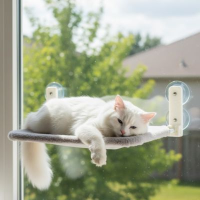 hamac pour chat fenêtre relaxant, surface douce et respirante, favorise le repos au soleil