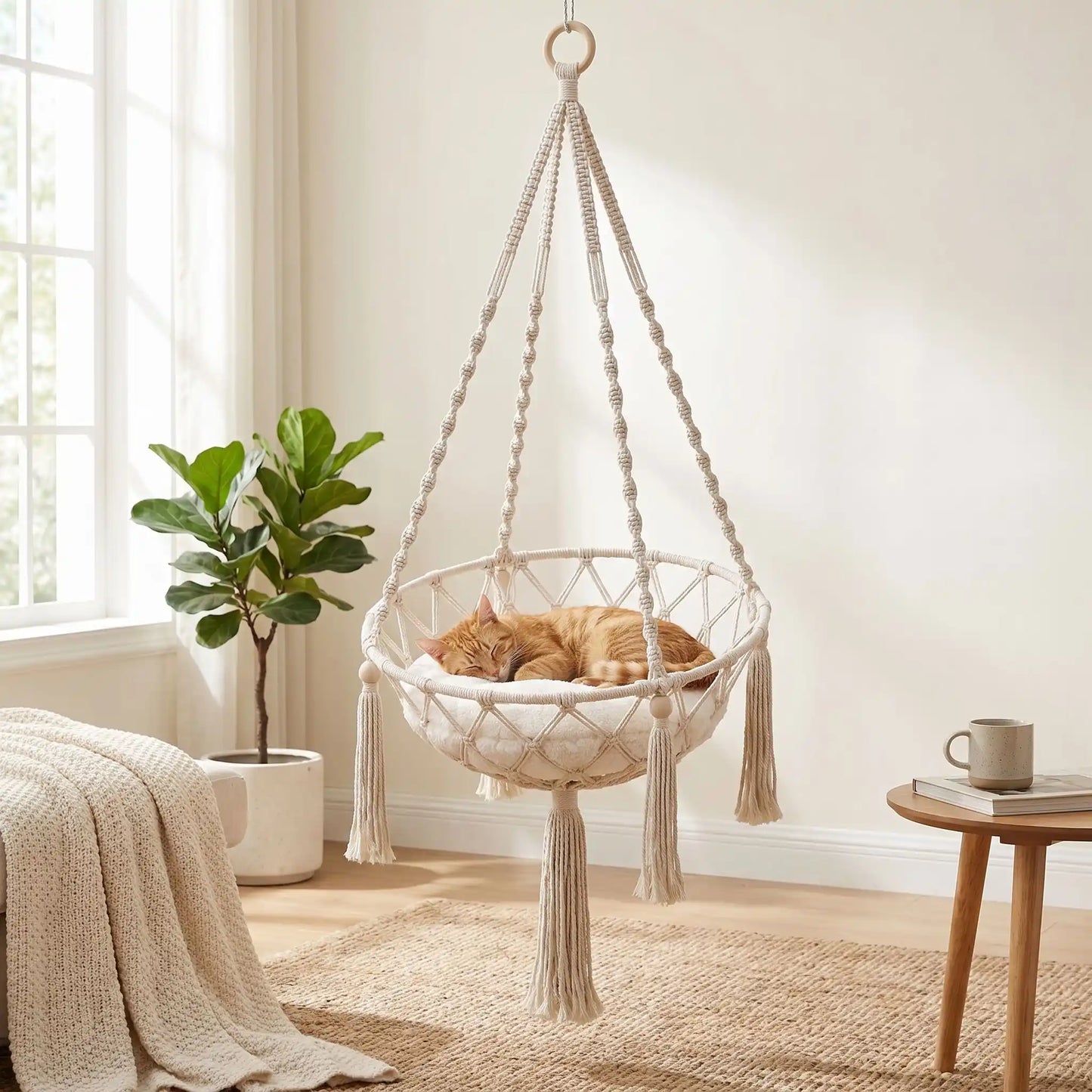 Hamac pour chat - en macramé