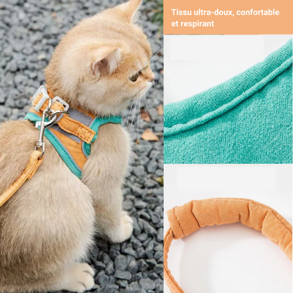 Harnais pour chat - Doux avec triple protection