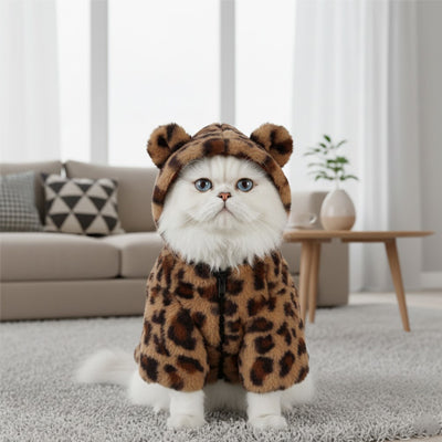 Manteau pour Chat - A capuche imprimé léopard
