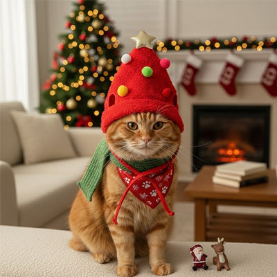 Bonnet de Noël pour chat - Sapin