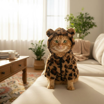 Manteau pour Chat - A capuche imprimé léopard