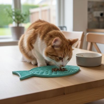 Tapis anti glouton chat - Forme poisson