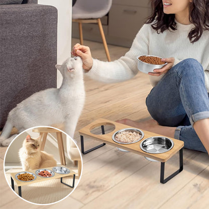 Gamelle chat surélevée | Bols triples