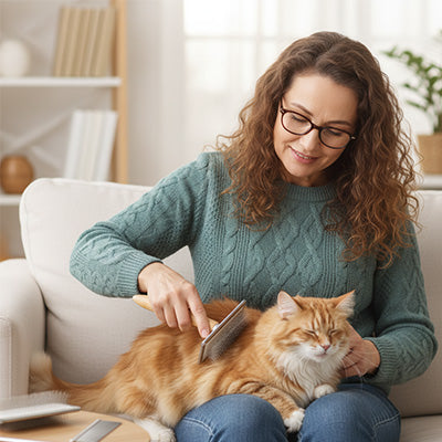 Brosse chat poil long - Poignée en bois