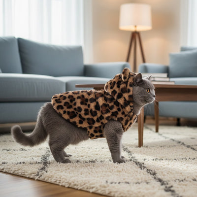 Manteau pour Chat - A capuche imprimé léopard