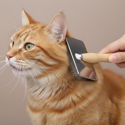 Brosse chat poil long - Poignée en bois