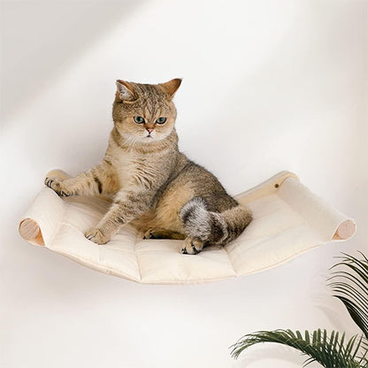 hamac pour chat mural confortable, tissu doux matelassé, offre un espace de repos en hauteur sécurisé