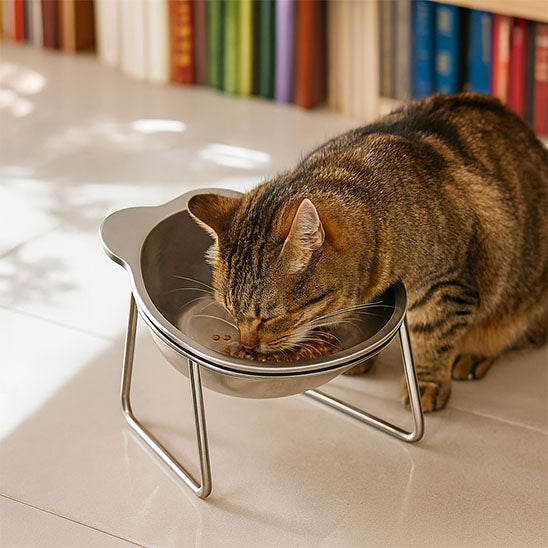 Gamelle chat - Surélevée en Acier Inoxydable