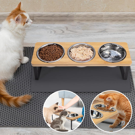 Gamelle chat surélevée | Bols triples