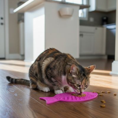 Tapis anti glouton chat - Forme poisson
