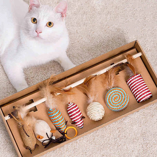 Pack de 7 Jouets pour Chat avec Plumes