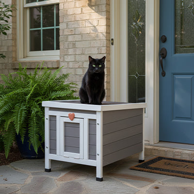 Niche chat extérieur - en bois avec isolation mousse