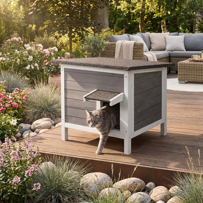 Niche chat extérieur - en bois avec isolation mousse