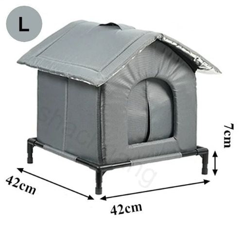 Niche pour chat extérieur grise surélevée de taille M