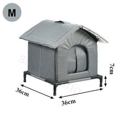 Niche pour chat extérieur grise surélevée de taille L