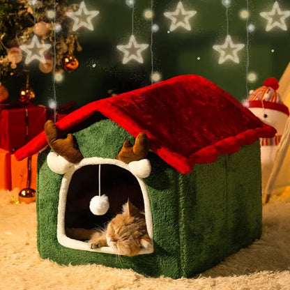 Niche de Noël pour chat
