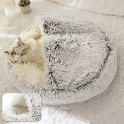 Coussin pour chat - gris avec abri