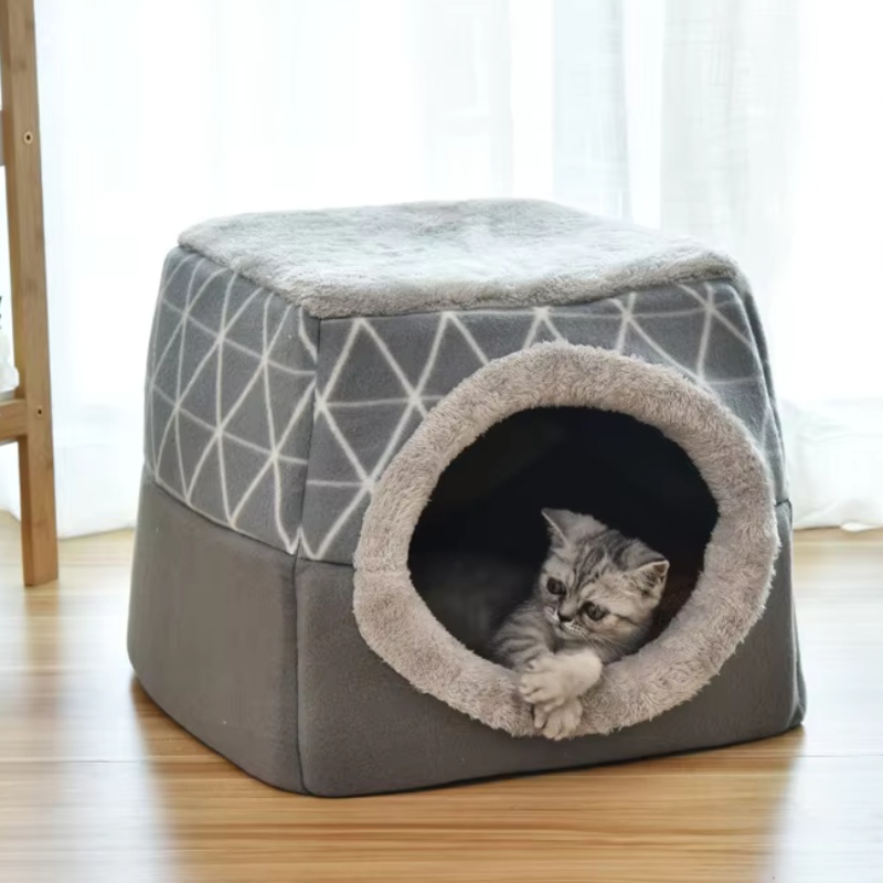 Niche pour chat gris