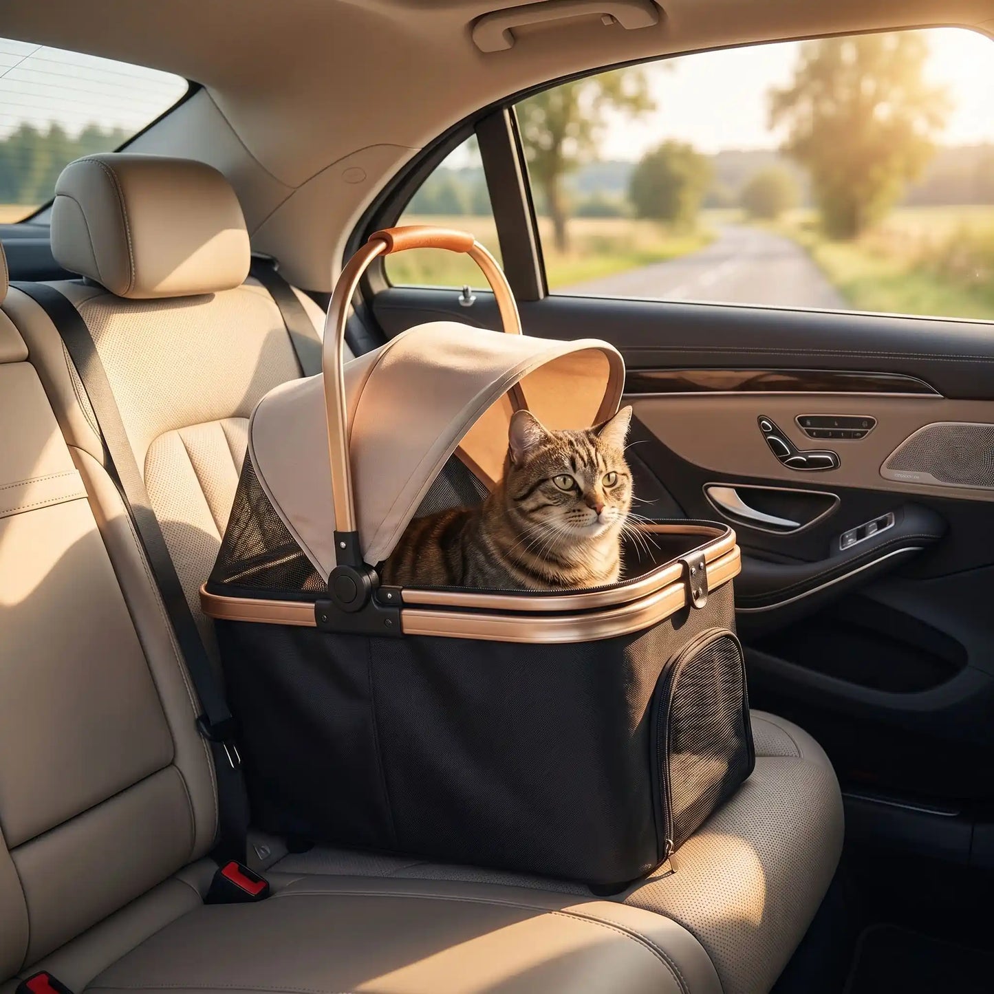 Poussette pour chat 2 en 1 - Panier détachable
